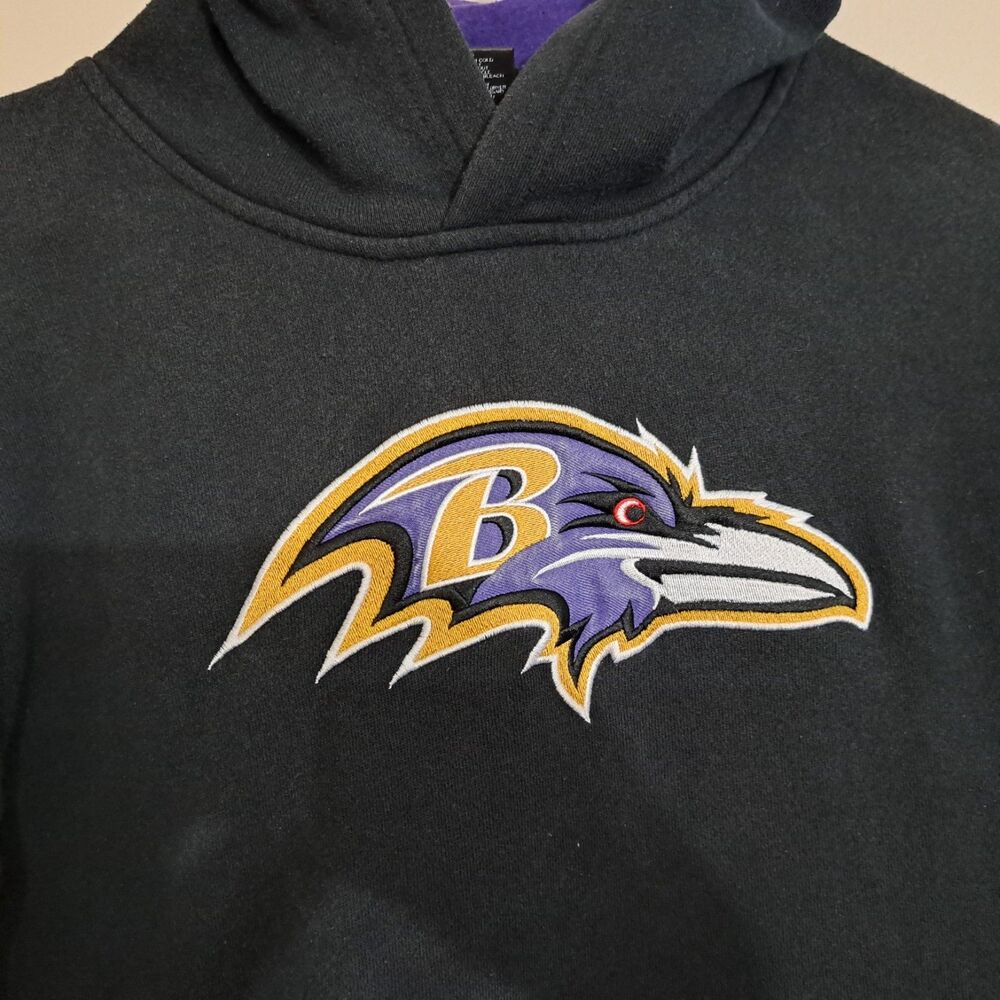 Baltimore Ravens Hoodie Sweatshirt Youth XL 18/20 black  NFL Football Pullover - Picture 2 of 7